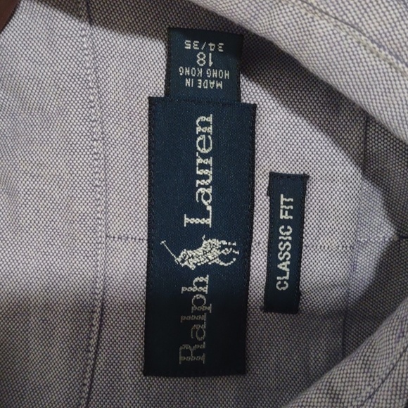 USED RALPH LAUREN CLASSIC FIT LONG SLEEVE BUTTON DOWN SHIRT 18 34/35 - Picture 2 of 10